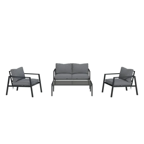 Salon de jardin bas Sydney 4 pièces aluminium gris HYBA
