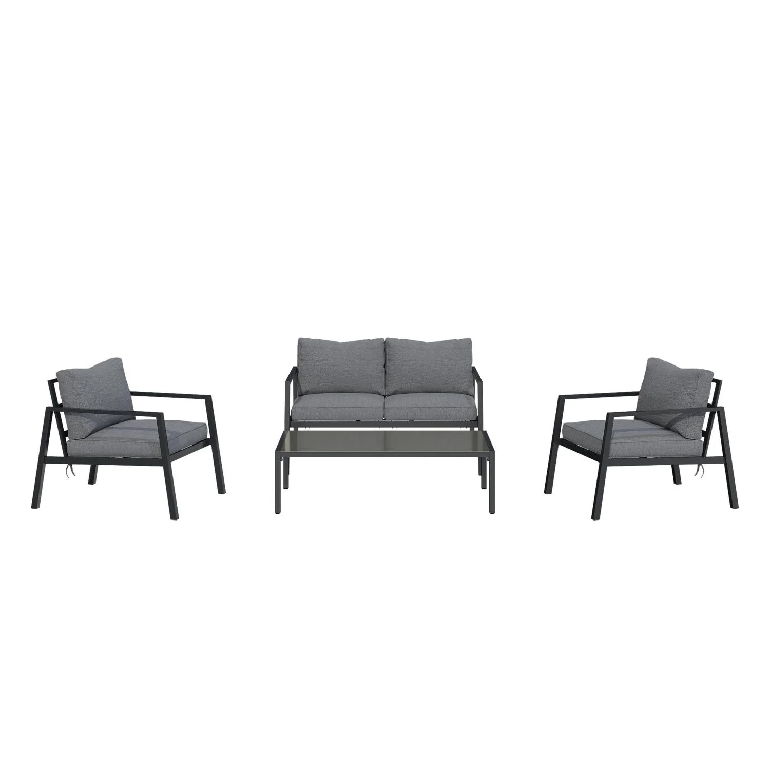 3617702217703 Salon de jardin bas Sydney 4 pièces aluminium gris HYBA – Image 1