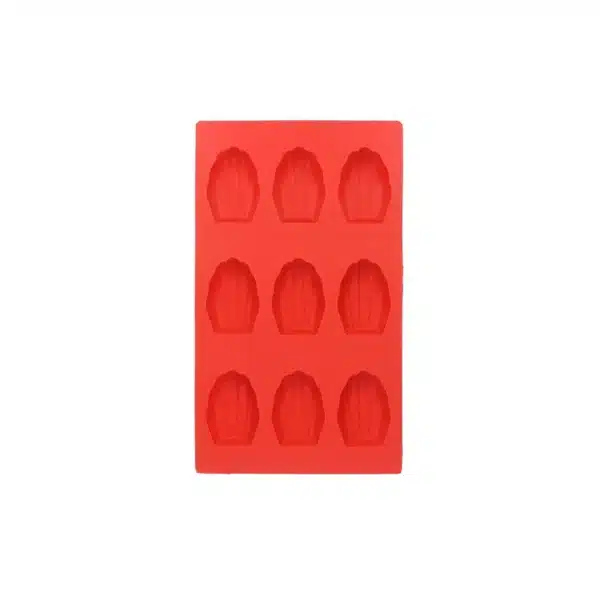 Moule à madeleines en silicone rouge, 9 empreintes