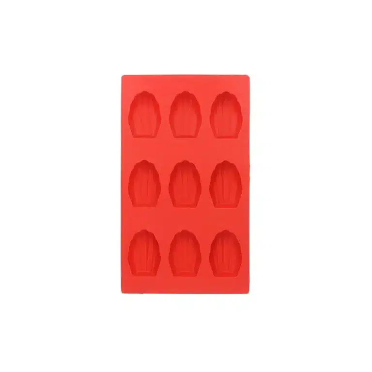 Moule à madeleines en silicone rouge, 9 empreintes