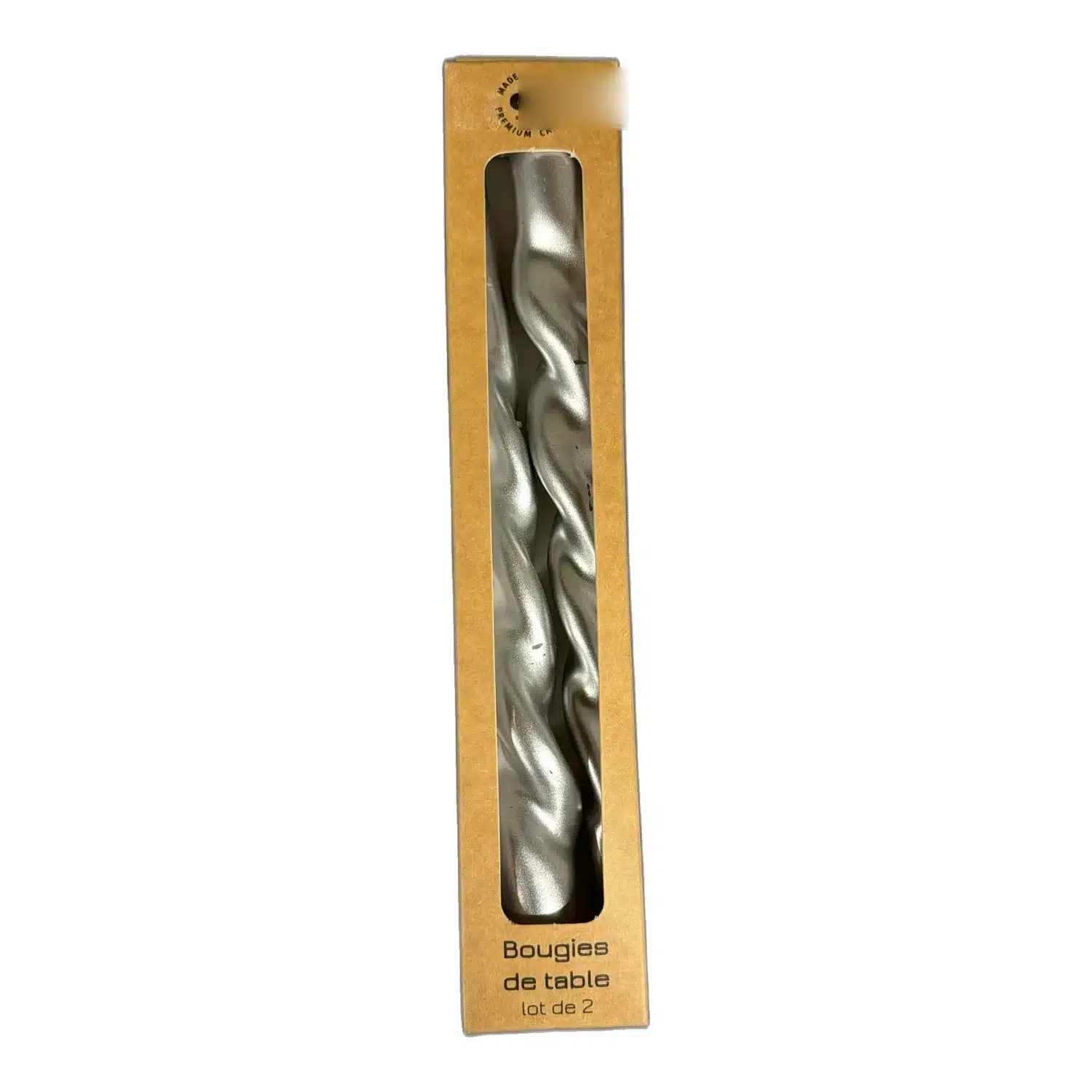 4750746037018 Bougies de table torsadées argentées lot de 2 24,5 cm DIANA CANDLES – Image 1