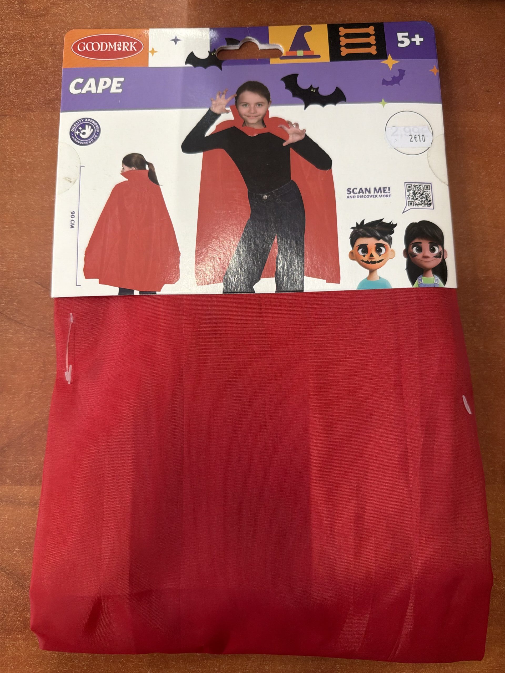 81297258582__AB14D024-1C31-4616-852A-66743A75A6C7 Cape déguisement enfant rouge - Goodmark - 5 ans et plus – Image 1